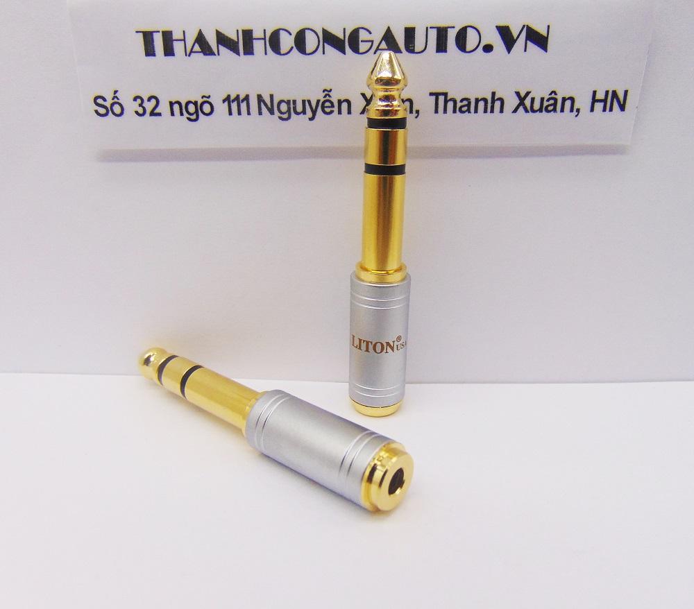 Combo 02 Jack chuyển audio 6.35/6.5mm ra 3.5mm stereo gold 24K Liton USA