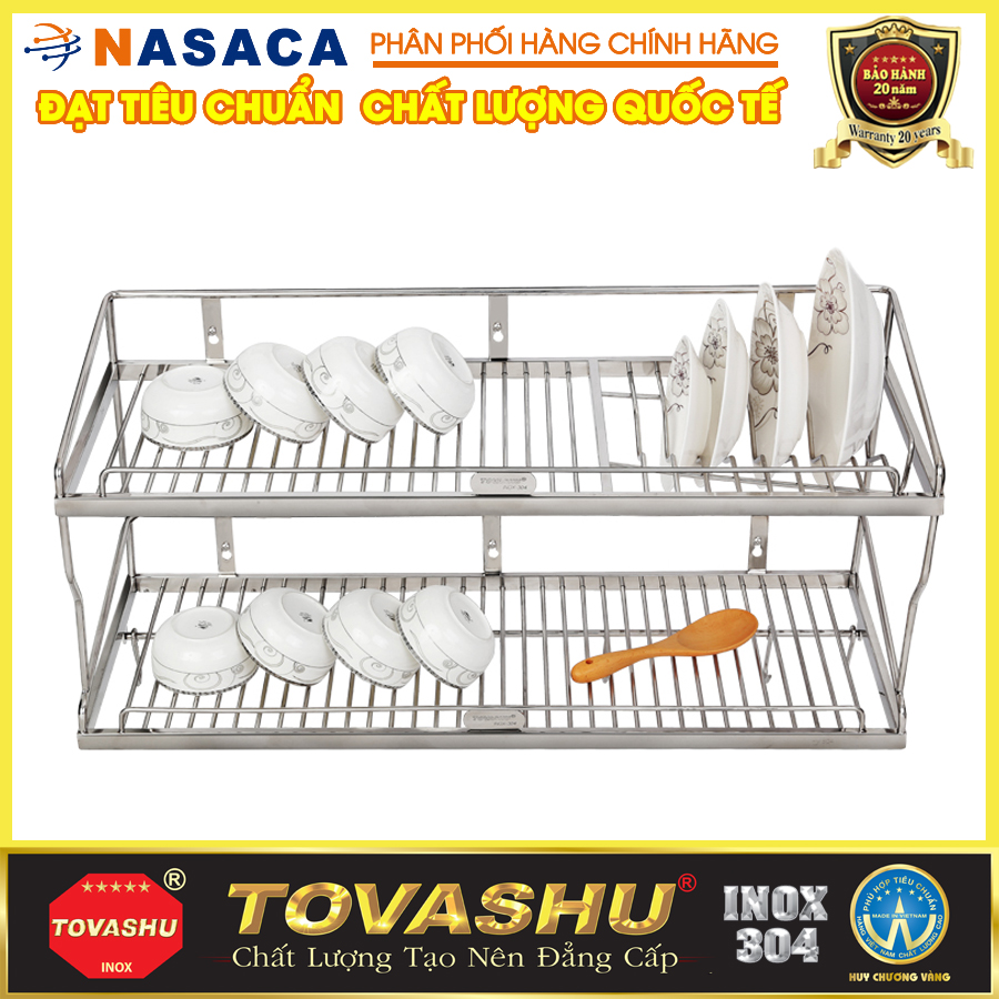 Kệ sóng chén TOVASHU  inox 304 2 tầng bắt vít  304-X2