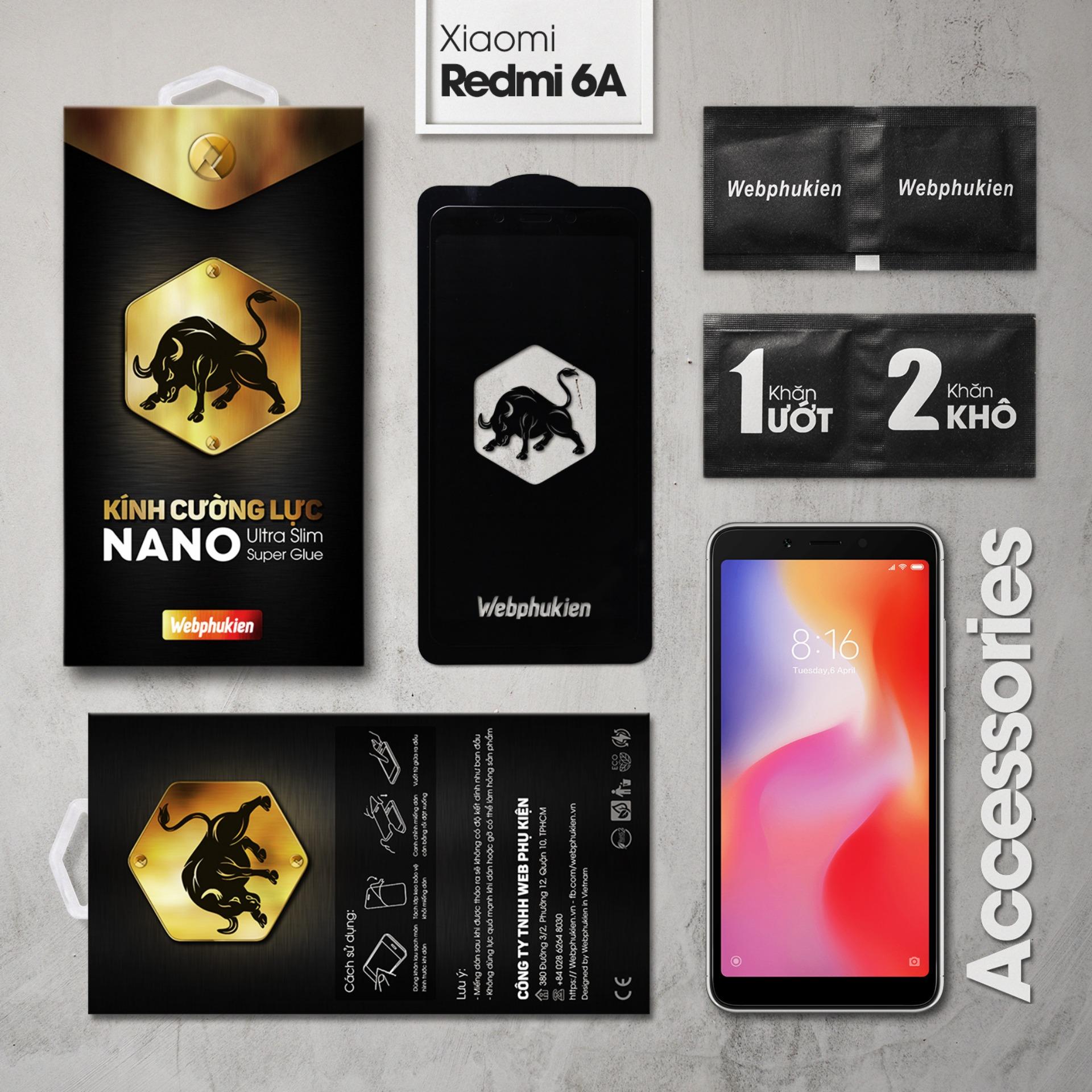 Kính cường lực cho Xiaomi Redmi 6A Full LCD hiệu Webphukien (Đen)
