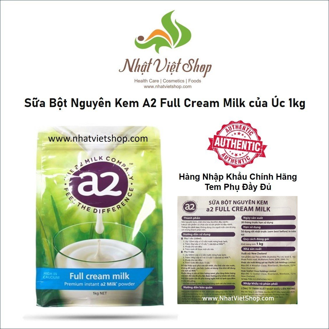 Sữa bột A2 Úc - Hàng nhập khẩu chính hãng