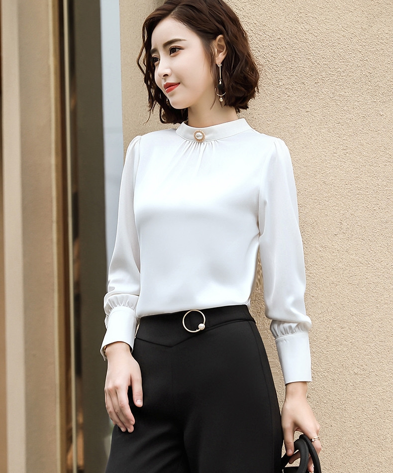 áo sơ mi nữ công sở dài tay , áo lụa ngọc trai - TA99