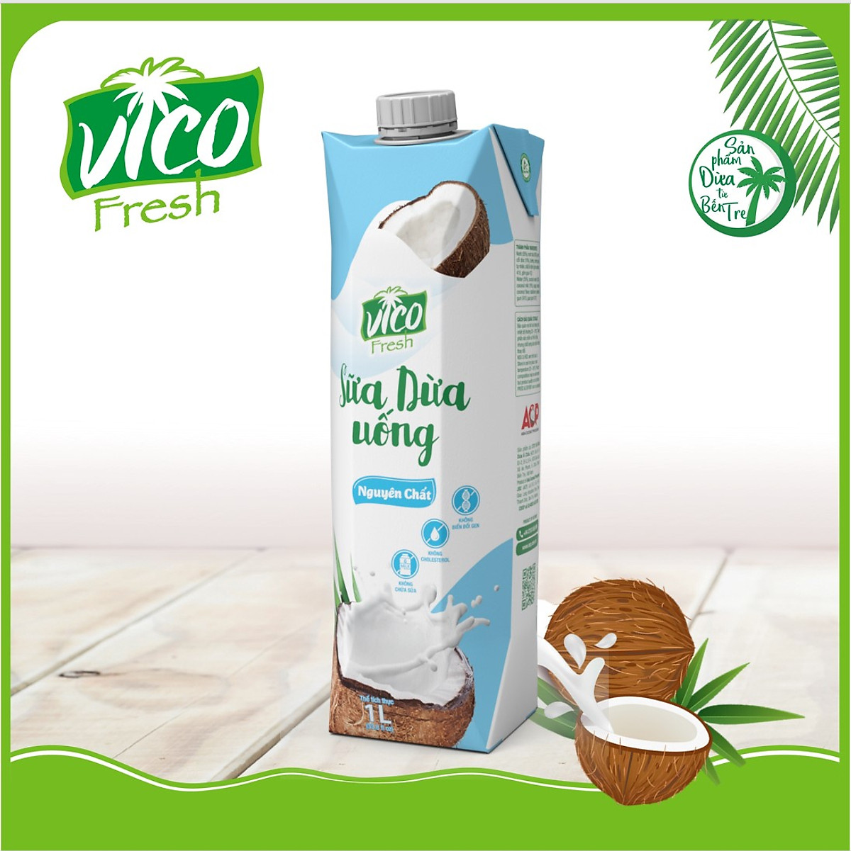 COMBO 4 HỘP NƯỚC DỪA VICO FRESH 1L (2 SỮA DỪA, 2 XIÊM)
