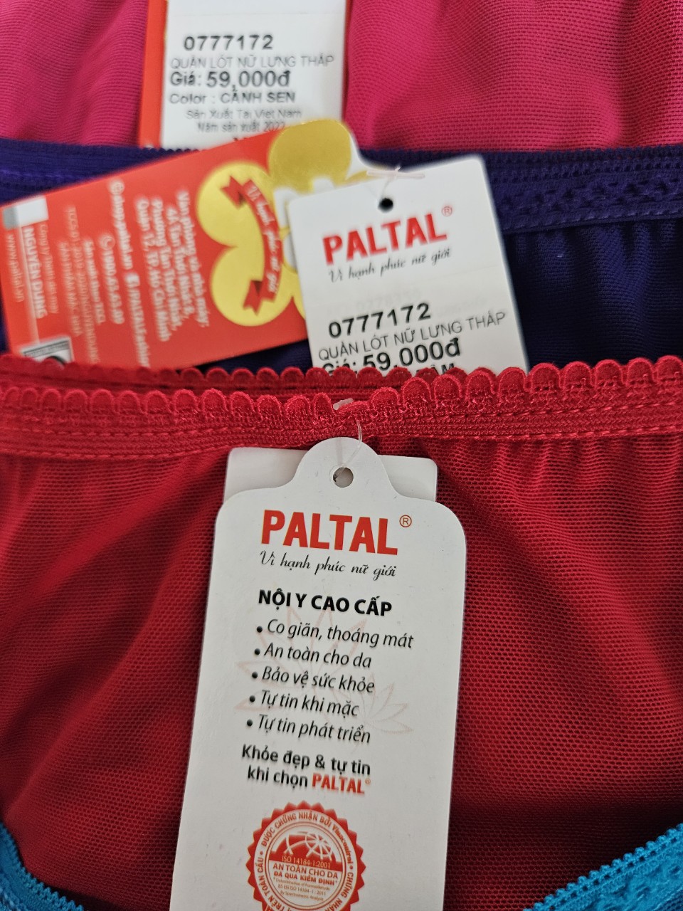 Combor 5 quần lót nữ { màu Đỏ } lưng thấp Paltal ren thun lạnh size M ( quà tặng Care)