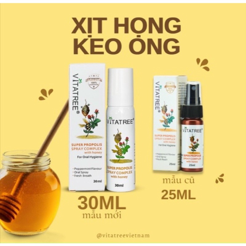 [HCM] Xịt keo ong Úc Vitatree Super Propolis Spray complex with Honey 30ml nhập khẩu