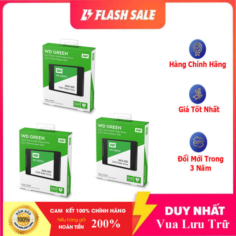 Bảng giá [Shop Mới] Bộ 3 Sản Phẩm Ổ Cứng SSD WD Green 240GB 3D NAND - WDS240G2G0A - 100% Hàng Chính Hãng Phong Vũ