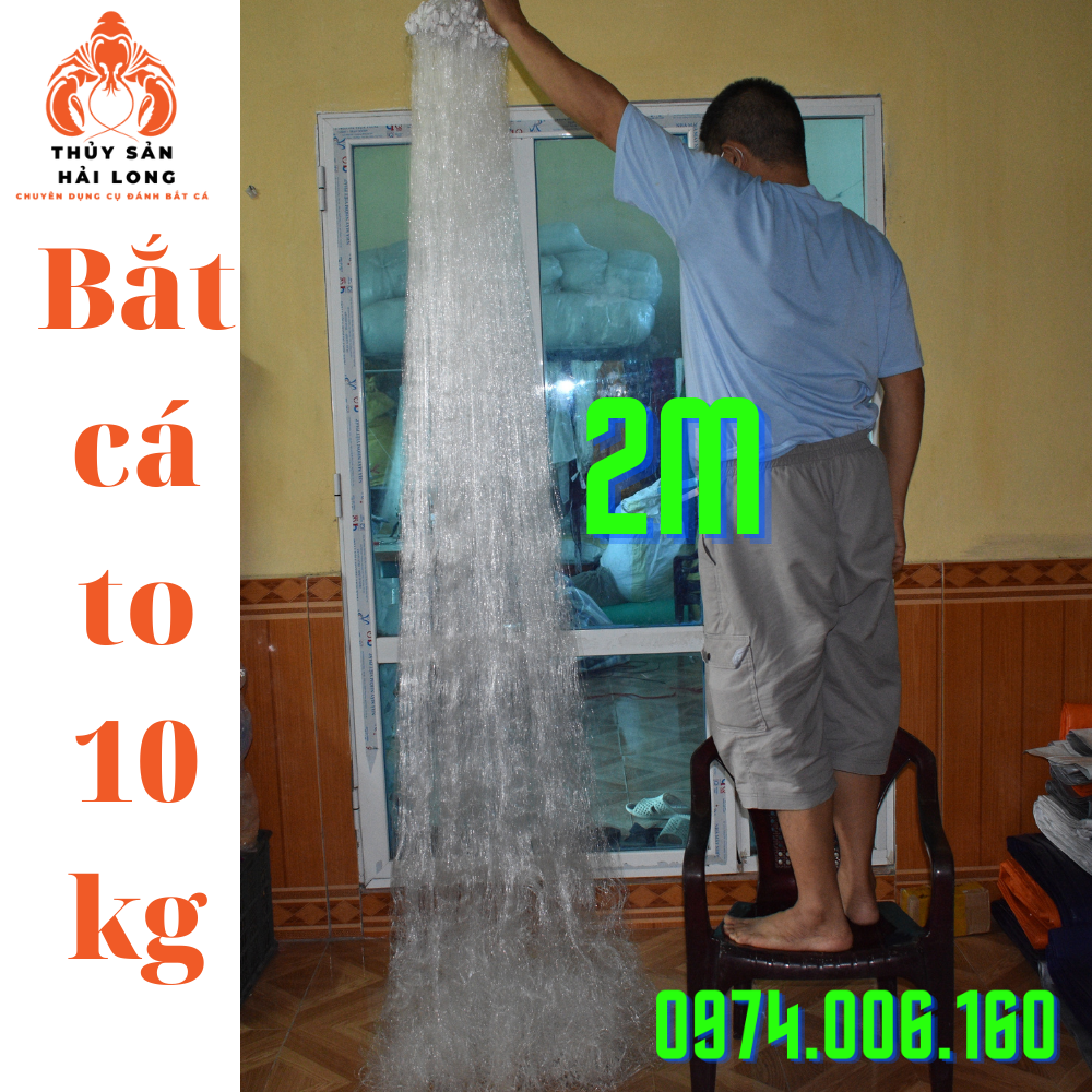 Lưới đánh cá 3 màn cao 2m, dài 90m, ô mắt 9p -10 p(then 5)