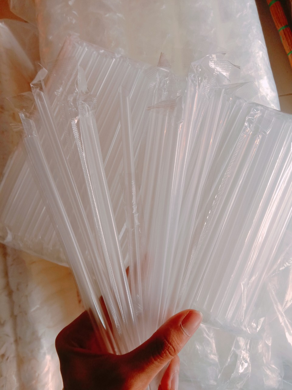 Bịch 500g Ống Hút Trà Sữa Màng Bọc Cao Cấp Phi 6, Phi 8, Phi 12 Đầu Nhọn