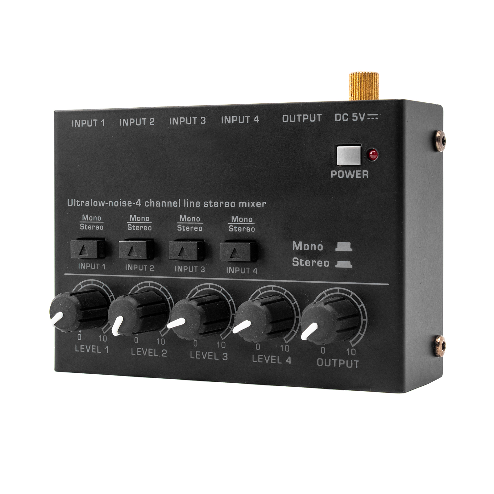 Ultra Low Noise 4 Channel Line Stereo Mixer 4 Input 1 Output DC 5V ...