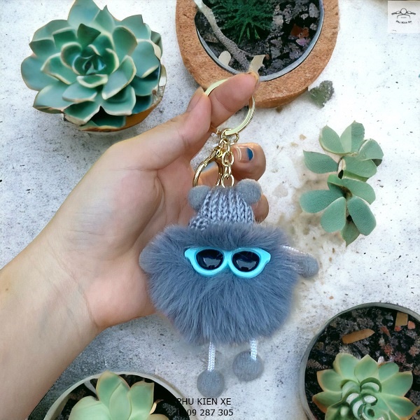 Móc Khóa Búp Bê Lông Thỏ Siêu Mịn