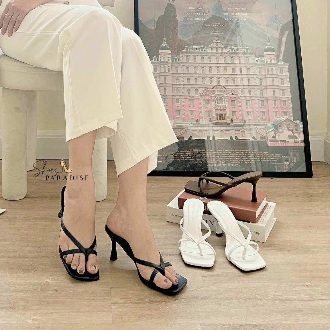 SANDAL quai mảnh gót 5cm mũi vuông nữ tính (xả 80k)