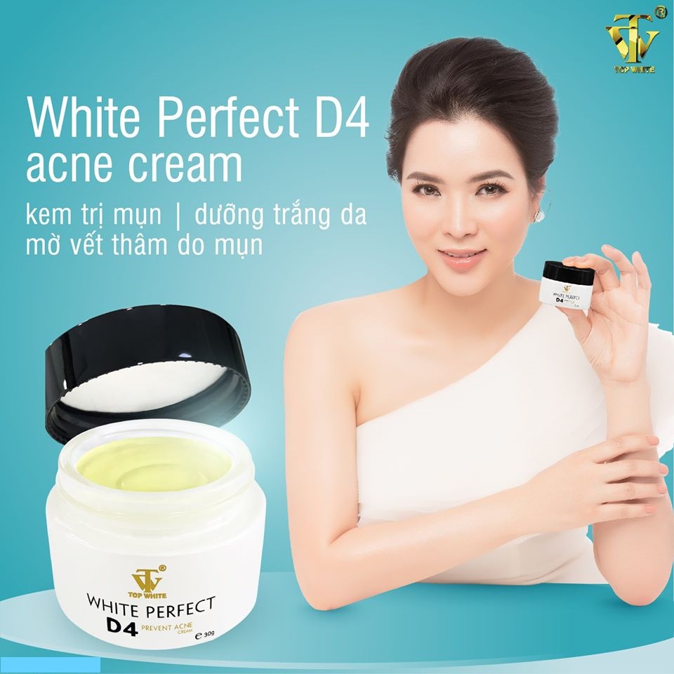 Kem Top White Perfect D4 trị mụn,mờ sẹo,mờ thâm,hết rỗ