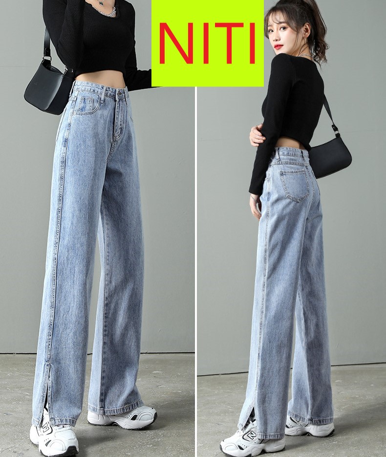 [ XA LẠ ] QUẦN JEAN ỐNG RỘNG NỮ LƯNG CAO XẺ LAI MÀU XANH NHẠT CAO CẤP NITI ĐỦ SIZE S, M, L FORM DÀI RỘNG, VẢI MỀM MỊN, DÀY DẶN SIÊU HOT HIT CỰC HIỆN ĐẠI