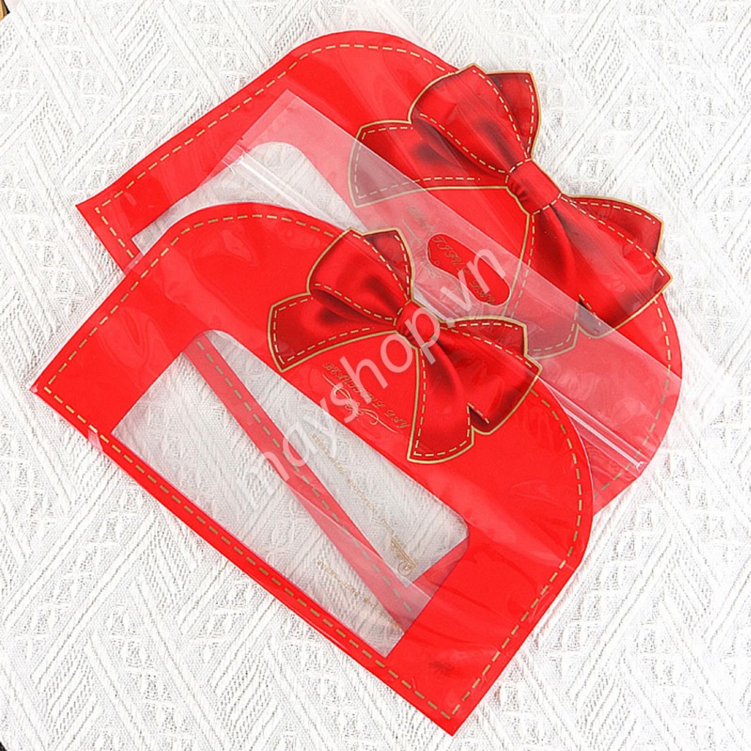 10 Túi zip hình giỏ Nơ đỏ
