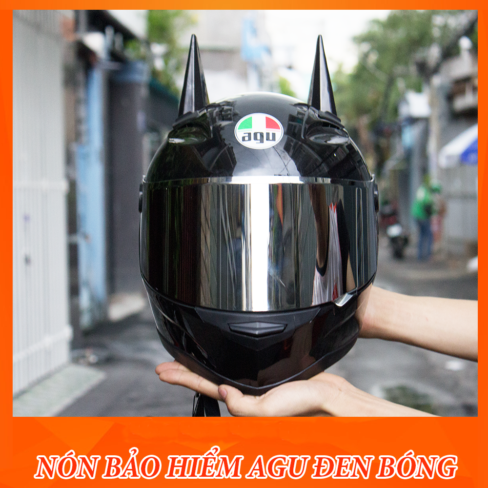 NÓN BẢO HIỂM AGU ĐEN BÓNG GẮN SỪNG BATMAN SIÊU NGẦU (BẢO HÀNH 12 THÁNG),Sản Phẩm Chất Lượng, Ưu Đãi, Tốt Dành Cho Bạn.