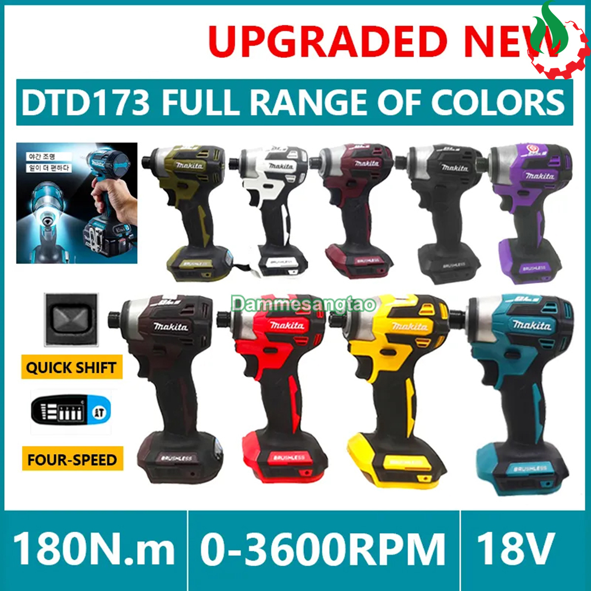 Thân máy bắn vít dùng pin 18V không chổi than (Mẫu 7) (Không pin)