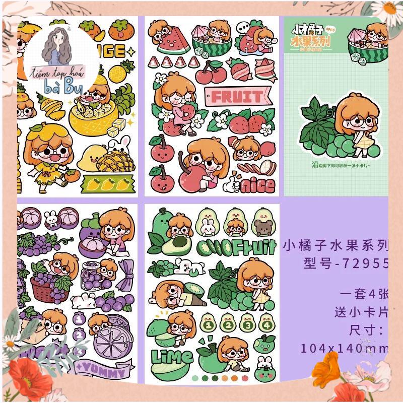 Set 4 tờ stickers nhiều chủ đề dễ thương xinh xắn