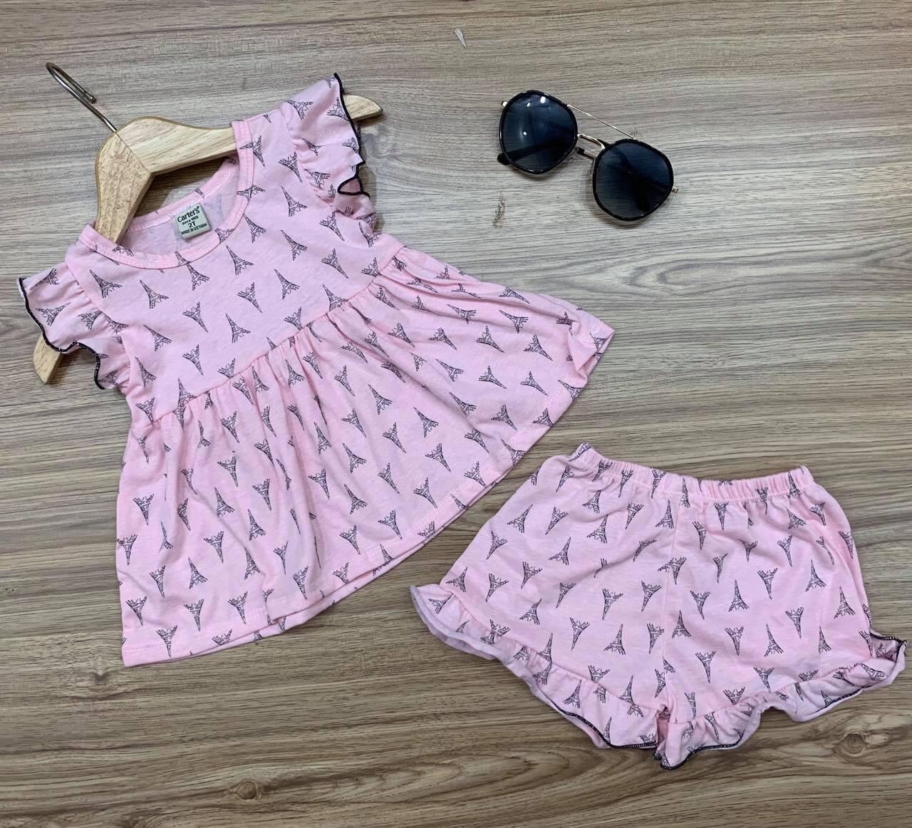 [HCM][ Midu ] Bộ bèo cộc tay đáng yêu cho bé gái -Chất thun xuất khẩu- size 2-7 -đồ bộ thun cotton cho bé gái