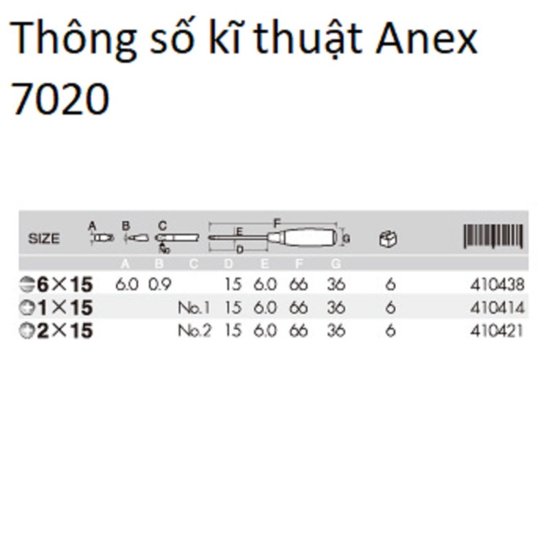 [HCM]Tô vít lùn No.7020 Anex Nhật Bản