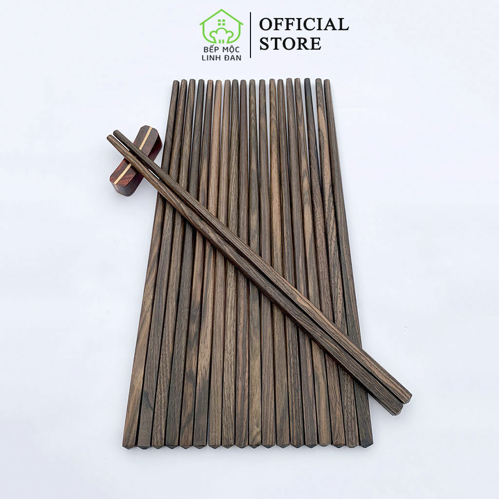 Đũa mun sọc tự nhiên hahanco - gỗ mộc siêu sạch bộ 10 đôi