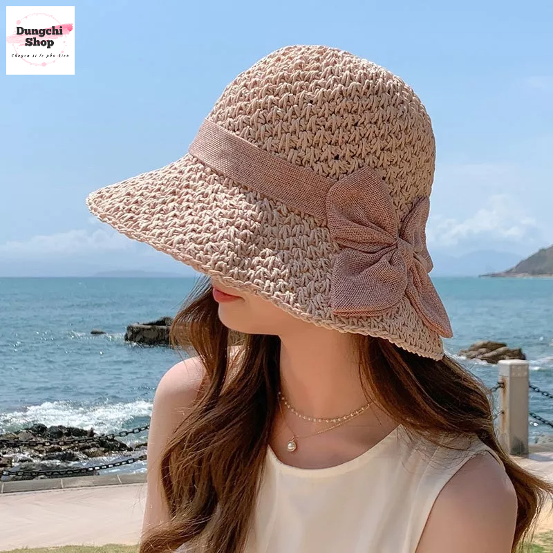 Nón cói móc tay nơ to tiểu thư