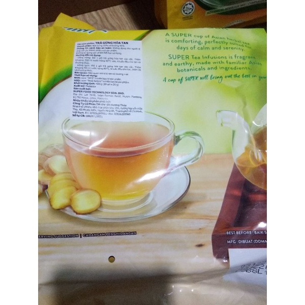 [Date 1/2025][Bịch 20gói x 20g]Trà gừng hòa tan Super 400g