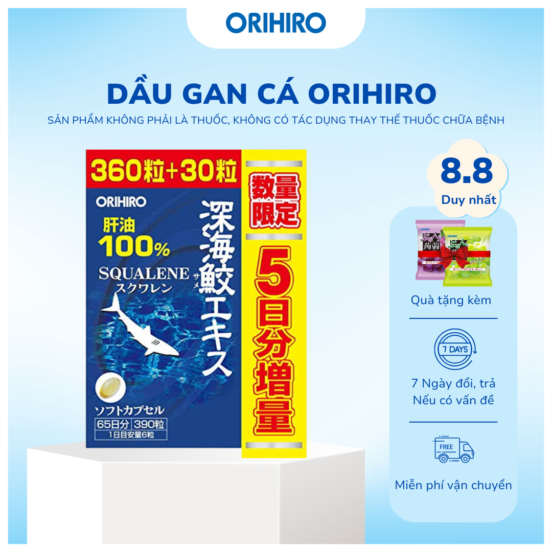 Viên Uống Dầu Gan Cá Mập Orihiro Hỗ Trợ Tăng Cường Sức Khỏe - ORIHIRO NHẬT BẢN CHÍNH HÃNG