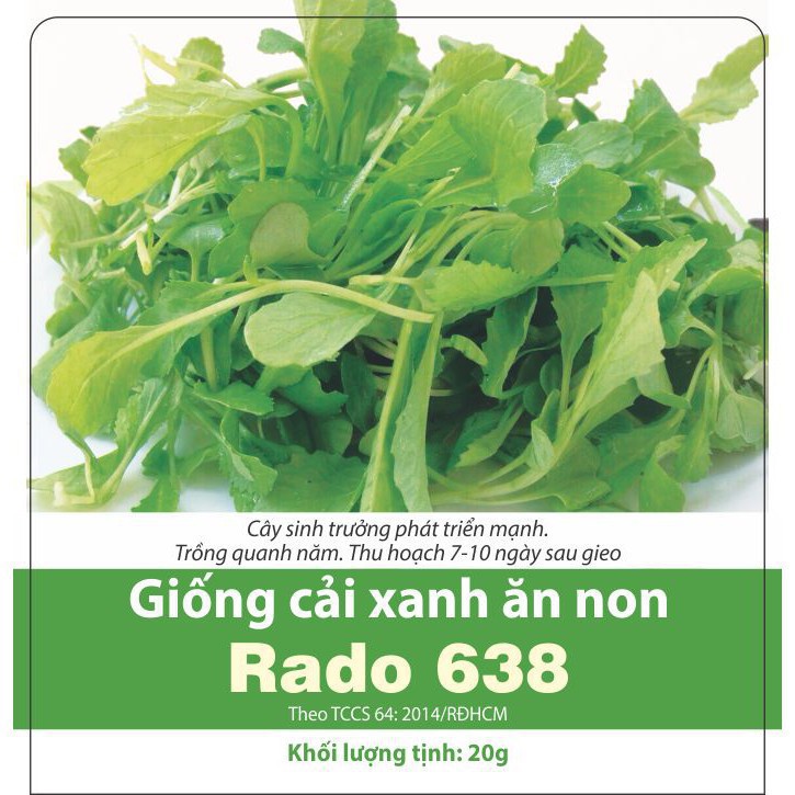 [HCM][Gói 20g] Hạt giống cải xanh ăn non