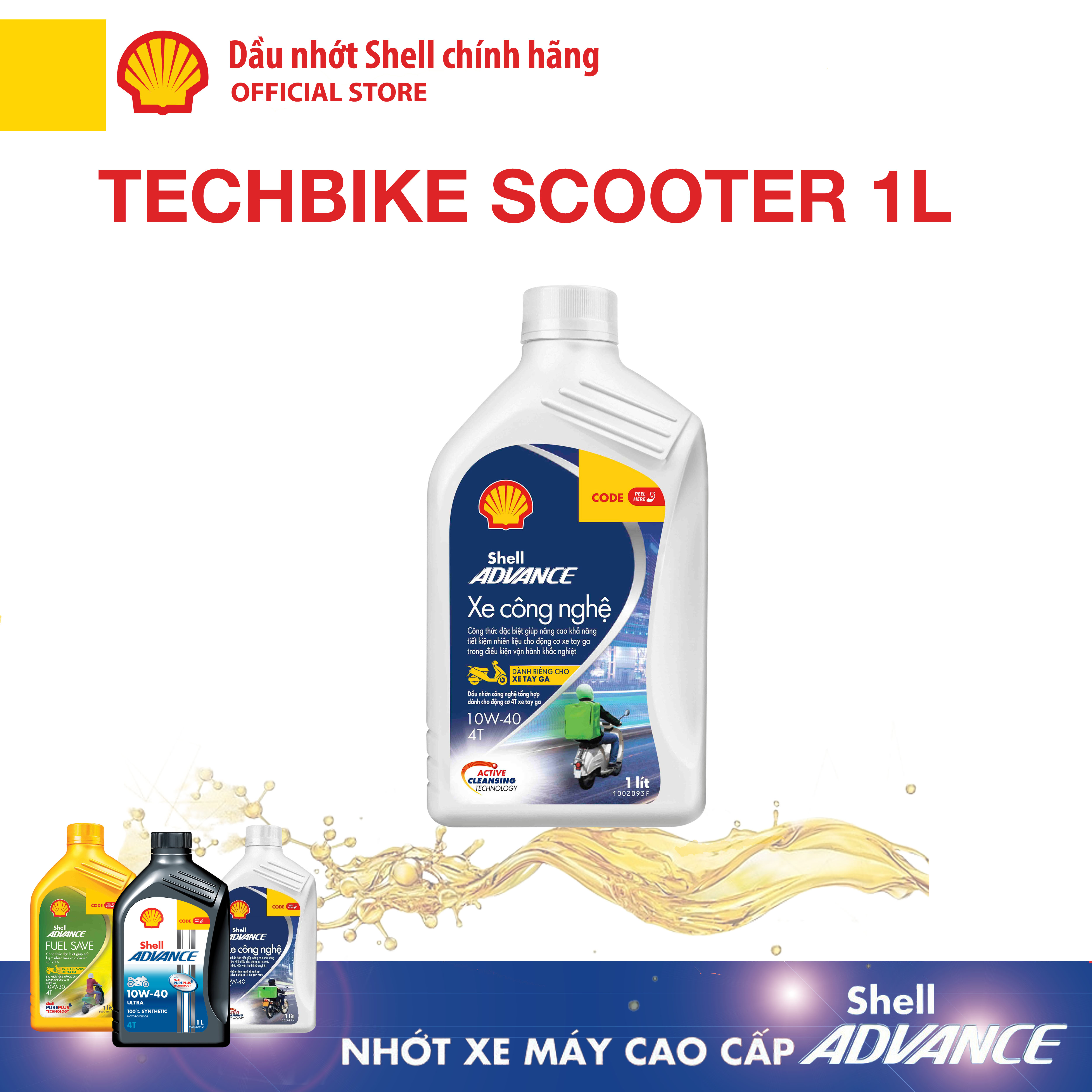 AH [Xe ga 1L] Shell Advance TECHBIKE Scooter xe công nghệ 10W40 SL 1L