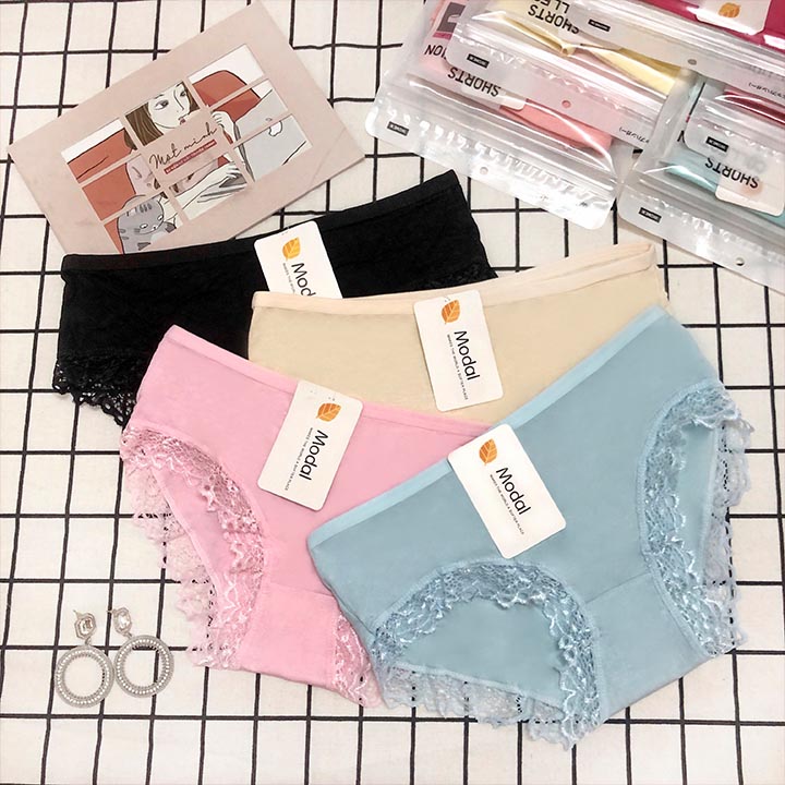 [Combo 10 + FREESHIP] Quần lót nữ cotton viền ren cao cấp