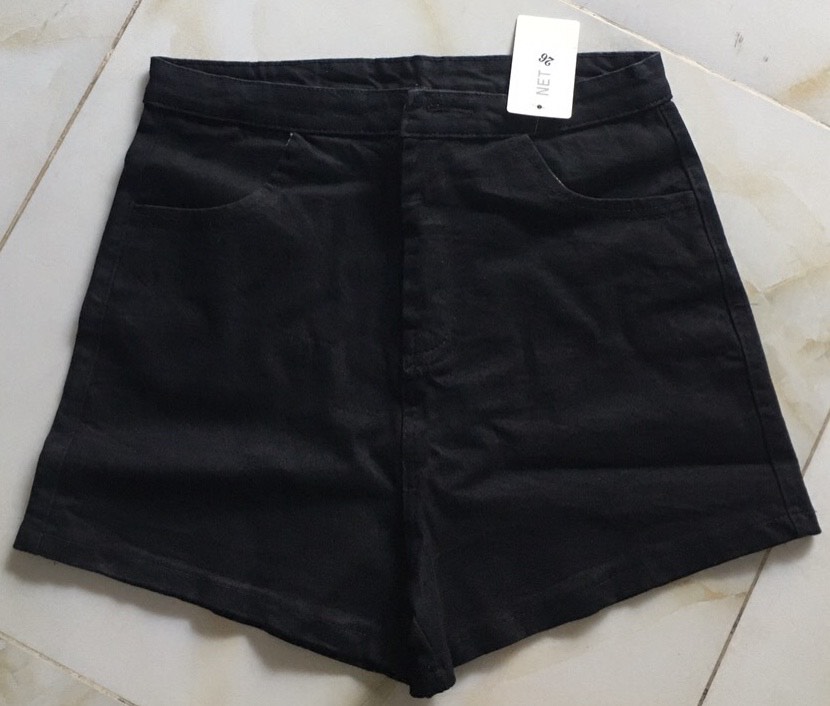 Quần Short Jean Cạp Cao Có Túi Dành Cho Nữ