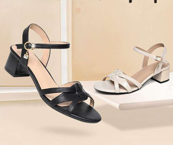 Giày sandan gót vuông quai đan GPSHOP gót 5f