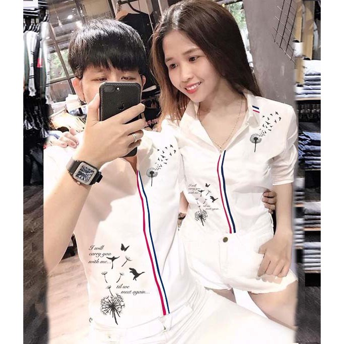 [HCM][VIDEO THẬT SP] ÁO SƠ MI ĐÔI NAM NỮ ĐẸP PHỐI VIỀN HỌA TIẾT | ÁO SƠ MI CẶP ĐẸP [GIÁ 1 ÁO]