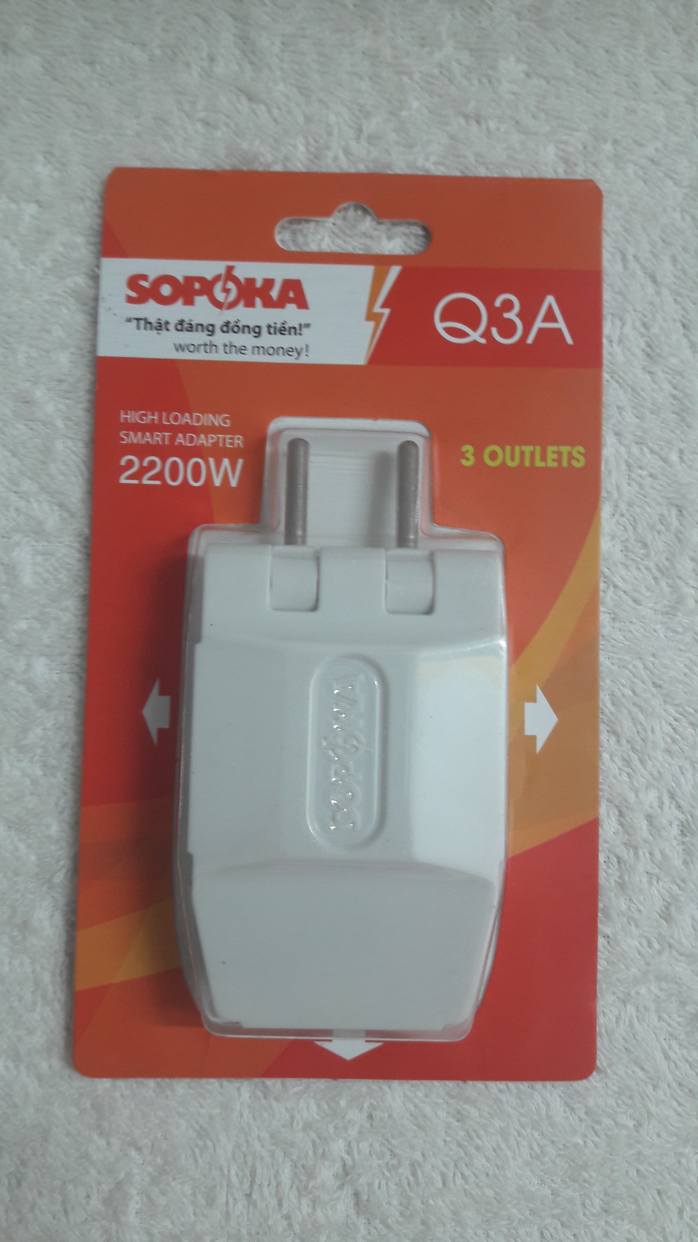 Đầu nối thông minh Sopoka Q3A (1 đầu nối ra 3 ổ cắm điện)