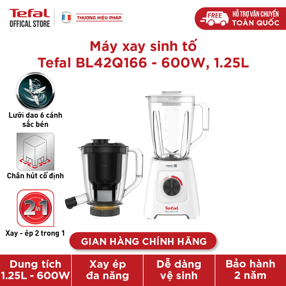 Máy xay sinh tố và ép 2 cối, ép vay xay 2 trong 1 Tefal – BL42Q166