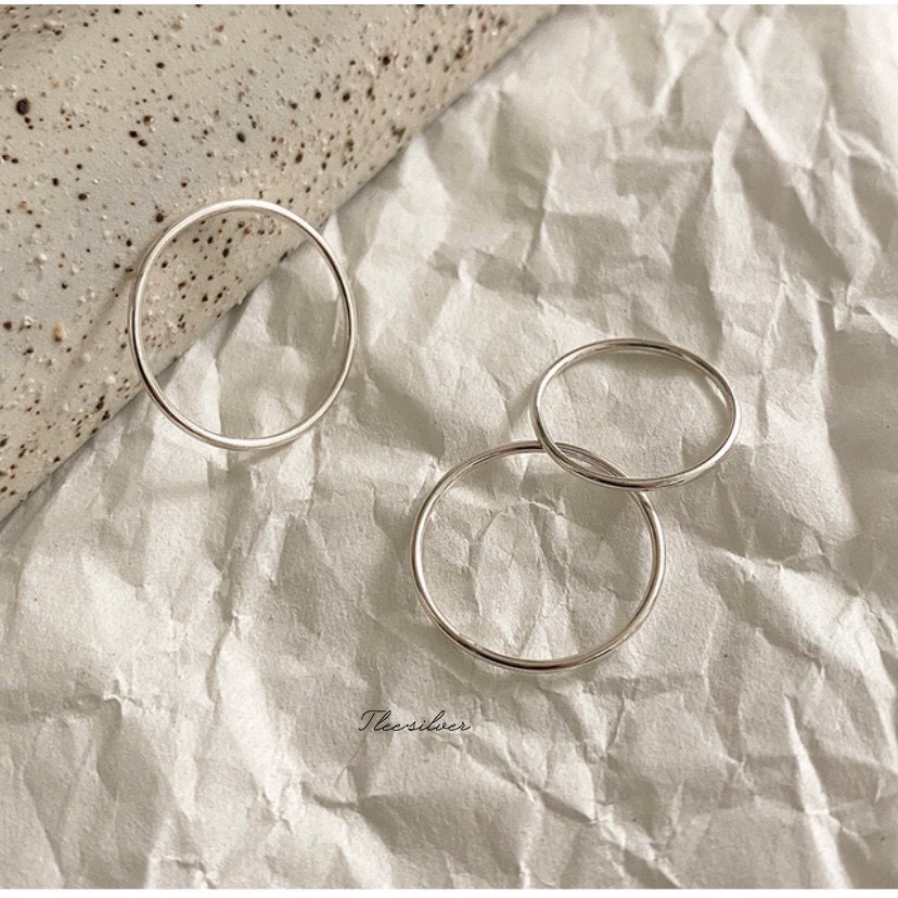 Nhẫn bạc Tlee, nhẫn tròn trơn basic cá tinh, đơn giản - TleeJewelry NN030
