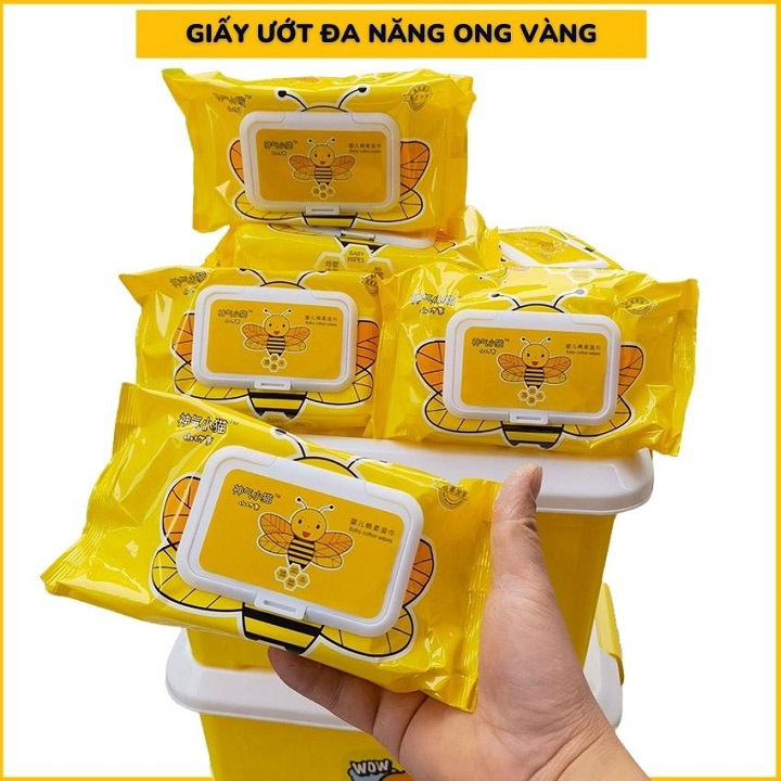 Gói khăn giấy ướt vịt vàng cao cấp loại 80 tờ, không cồn, không chất bảo quản, an toàn