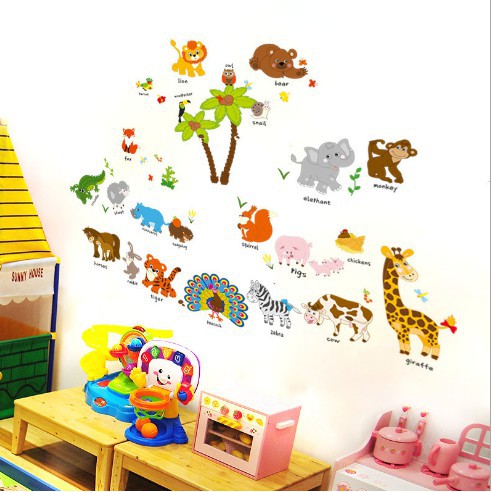Decal dán tường vườn thú vui nhộn
