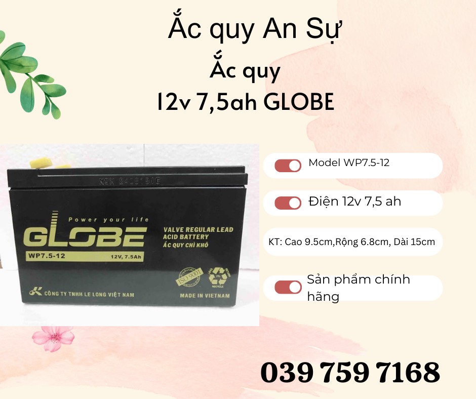 Ắc quy 12v 7.5ah GLOBE