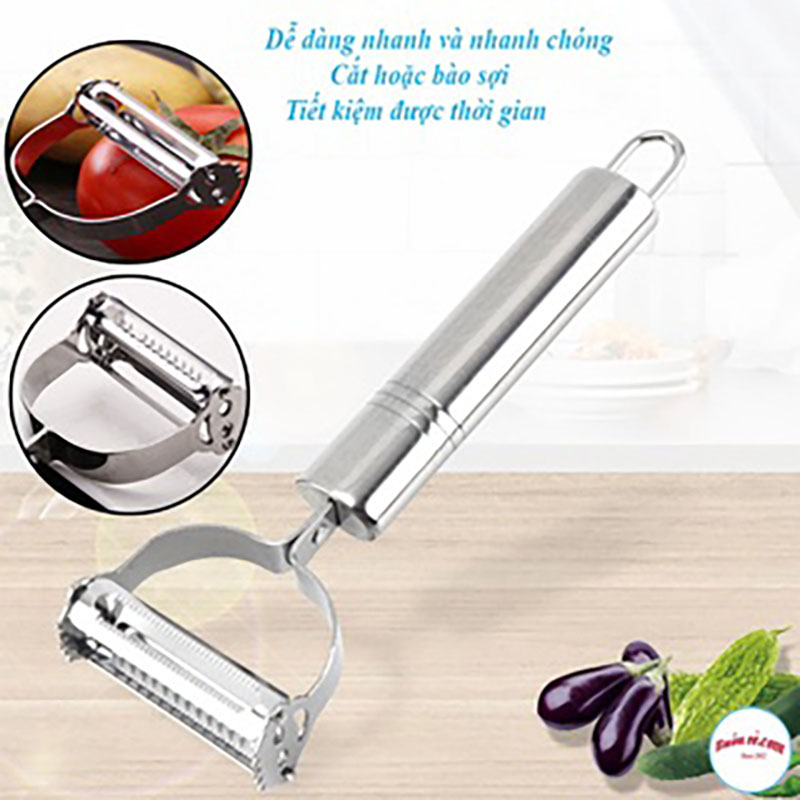 Nạo rau củ quả Inox cao cấp đa năng 2 in 1 nạo vỏ và bào sợi rau củ quả inox 304 không rỉ sắc bén tiện lợi