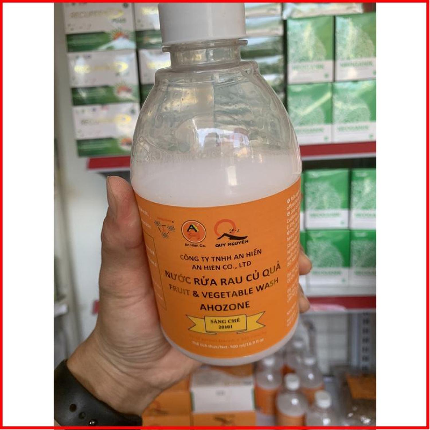Quy Nguyên phân phối Nước Rửa Rau Củ Quả Thực Phẩm AHOZONE chai 500ml
