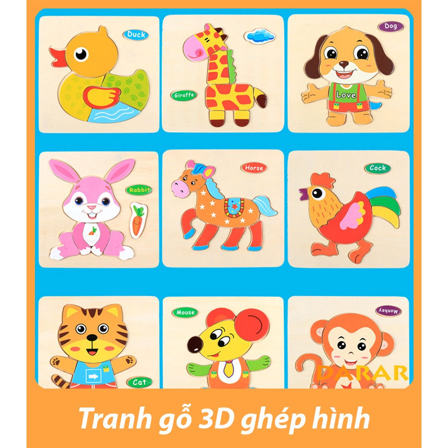 [HCM]Combo 10 tranh ghép hình nổi cho bé