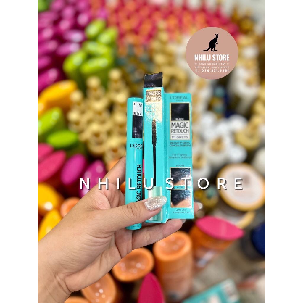Mascara Nhuộm Tóc Phủ Bạc Tóc L'Oreal Magic Retouch Precision Root Touch Up Black (Màu Đen)