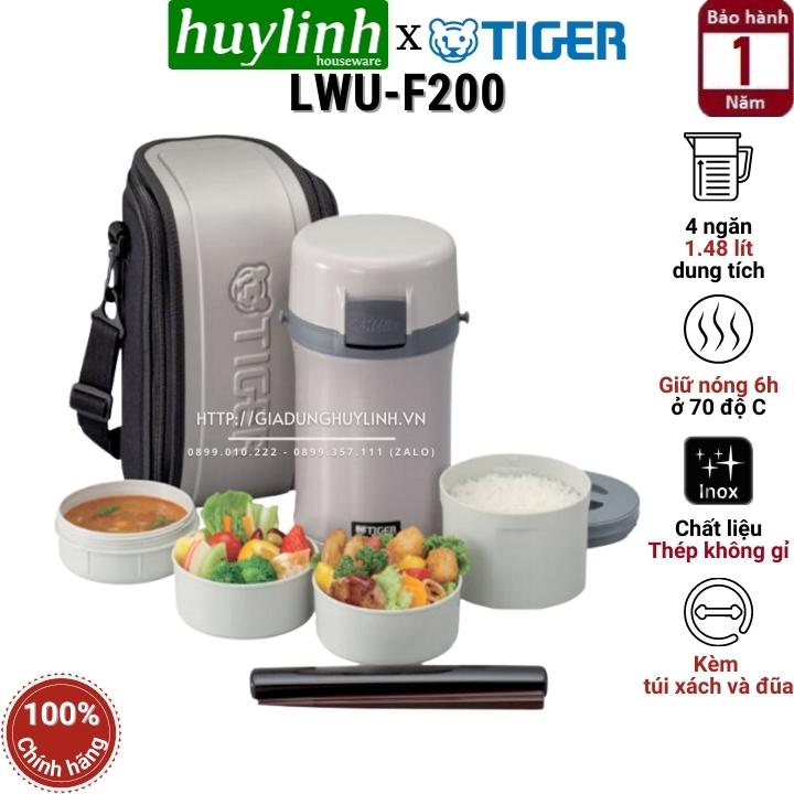 [HCM]Cà men hộp cơm giữ nhiệt Tiger LWU-F200 - 4 ngăn