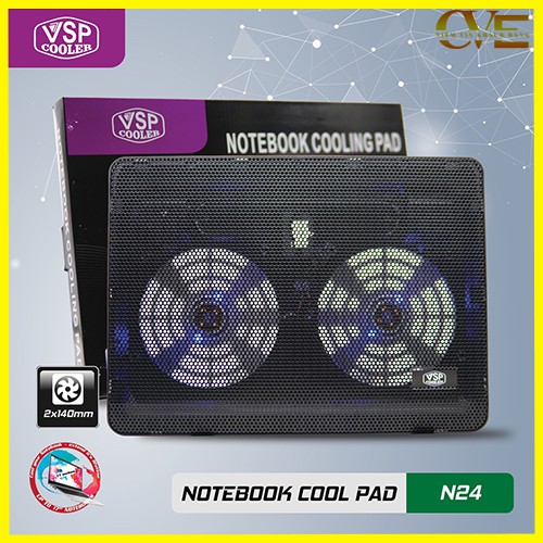 Đế quạt tản nhiệt laptop cooler n24 - quạt tản nhiệt máy tính pc đèn led