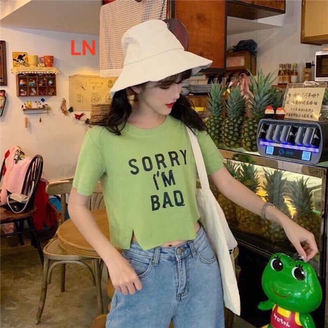 Áo croptop SORRY ngắn tay LNG0220