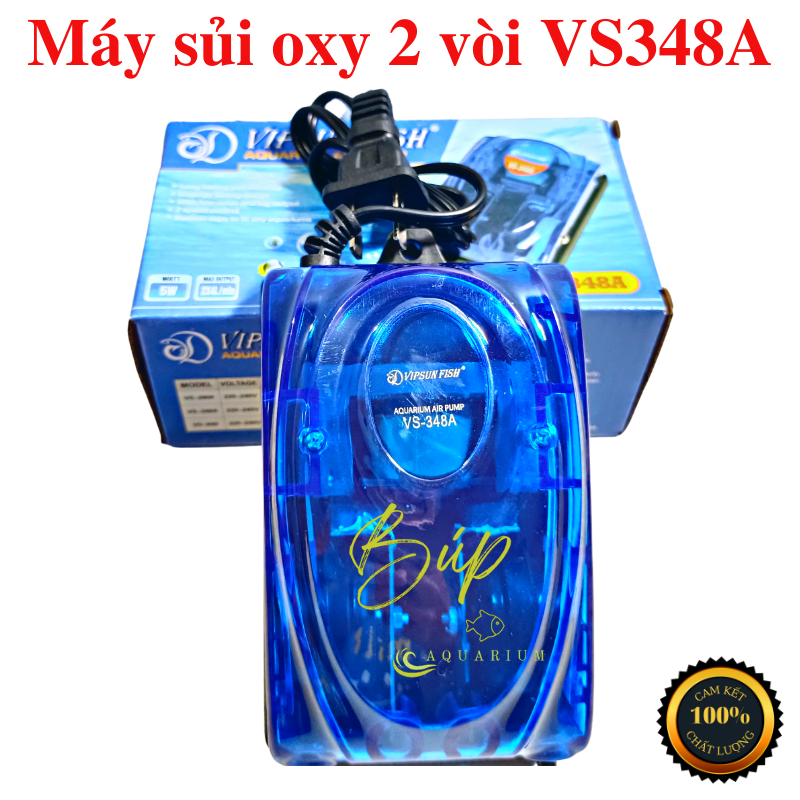 Máy sủi oxy mini 2 vòi Vipsun VS348A ( Phụ kiện tặng kèm theo gồm có : 2m dây sủi + 2 quả sủi)
