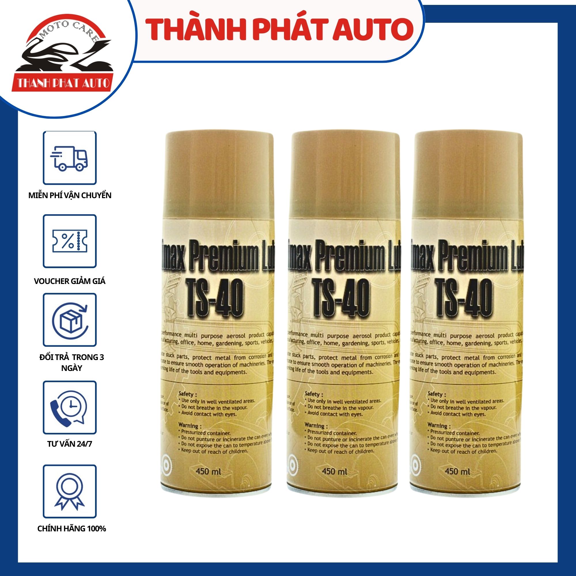 [HCM]Bộ 3 chai xịt vệ sinh sên làm sạch chống sét TS-40 dung tích 450ml Làm sạch và loại bỏ dầu mỡ bụi bẩn