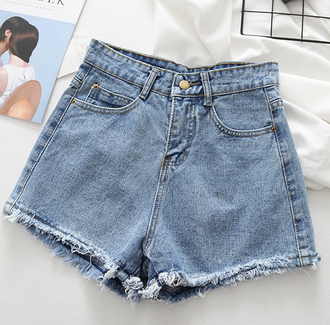 Quần short jean nữ MÀU XANH NHẠT TUA LAI VA1D35
