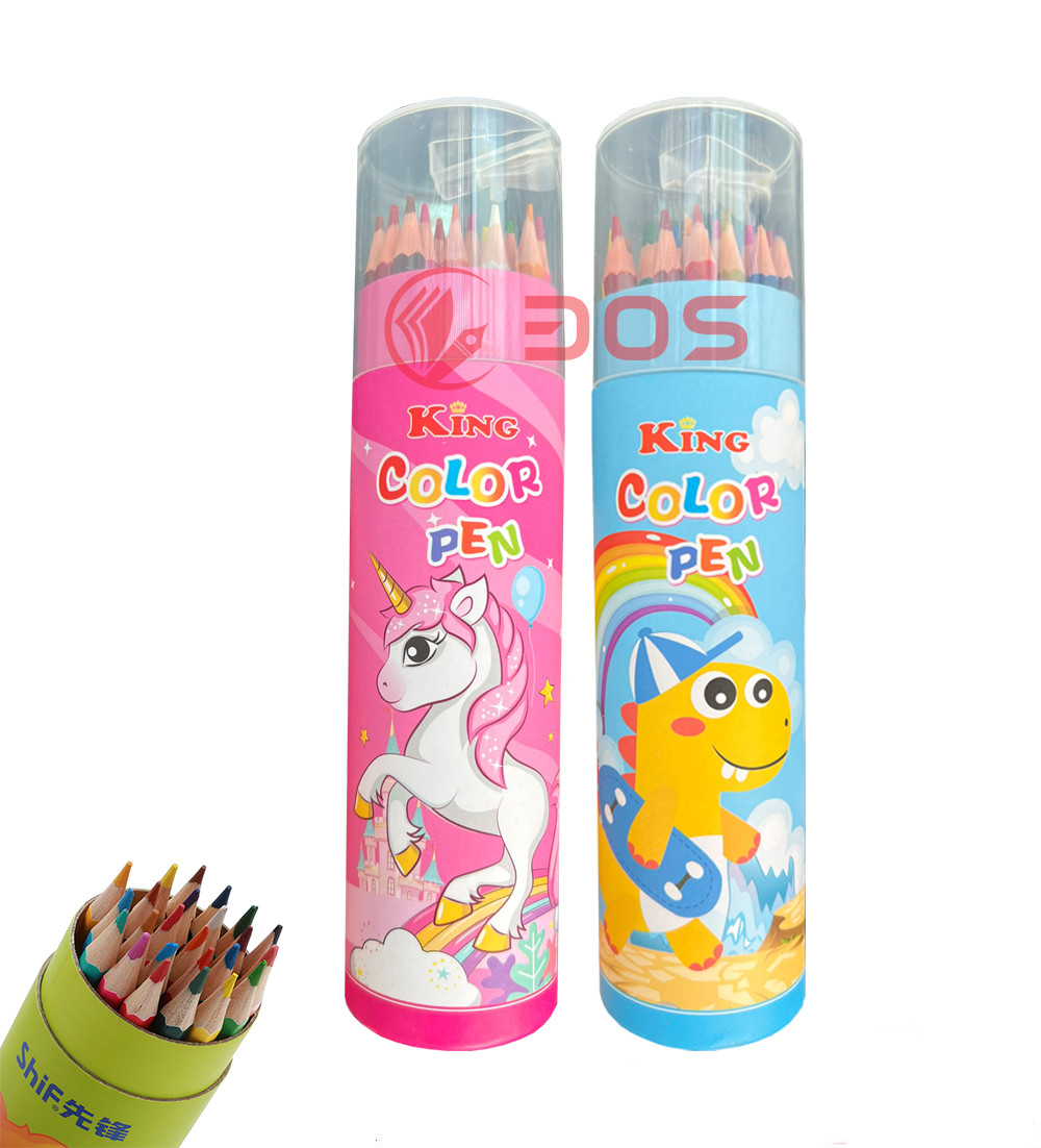 Lon Bút Chì Màu King 24 Màu Nắp Kèm Chuốt