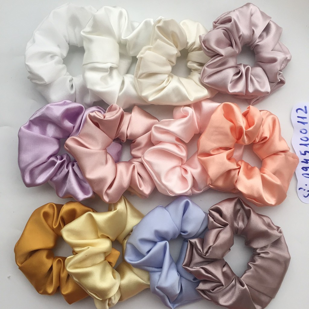 cột tóc vải scrunchies buộc tóc vải trơn bóng